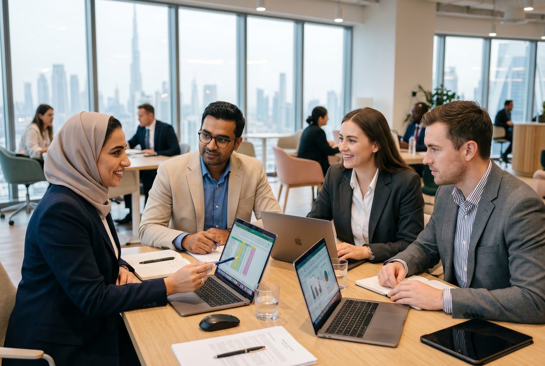 The Tax Assist UAE team collaborating in a modern Dubai office